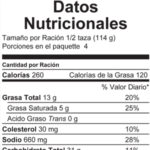datos nutricionales