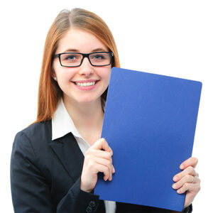 girl holding folder