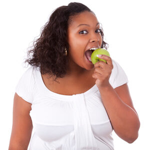 girl eating apple