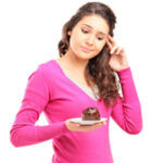 girl with chocolate cake