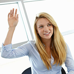 girl raising hand