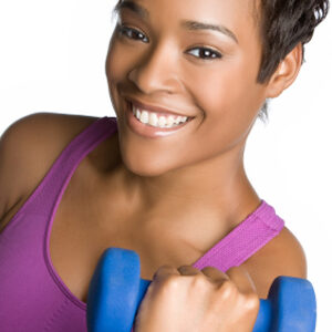 girl with dumbbell