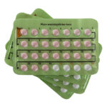 Stack of Birth control pill in 28 pill packages.